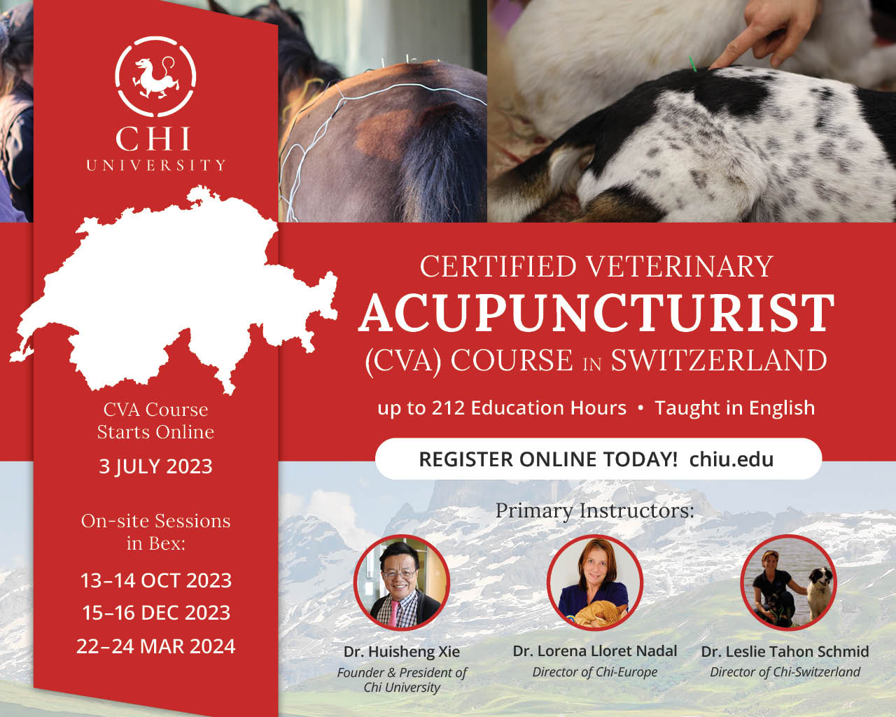 Chi University Switzerland Certified Veterinary Acupuncture program (CVA) 2023/24 Module I online